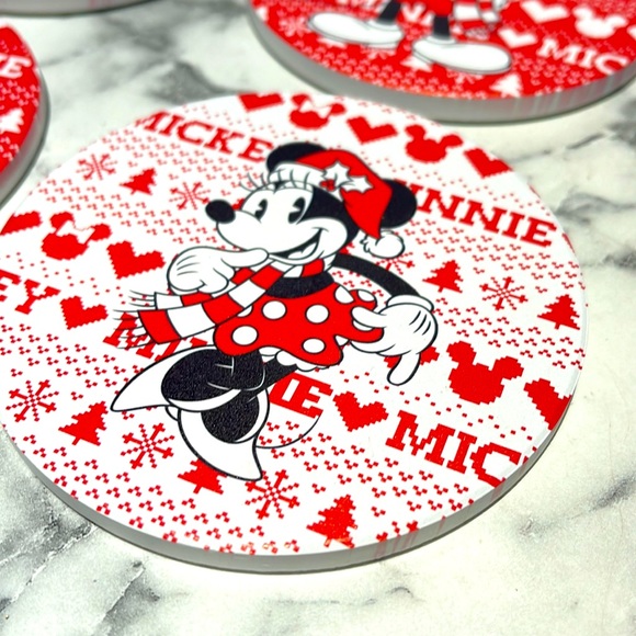 🎄NIB/Disney set of 4 Mickey & Minnie Mouse coasters - Picture 5 of 13